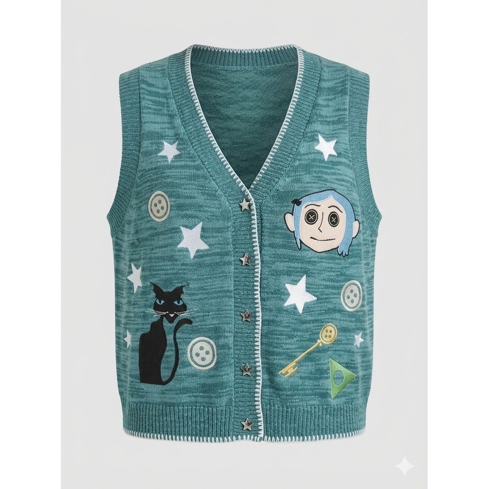 Coraline Vest Sz 2X Tim Burton Movie Graphic Halloween Plus
